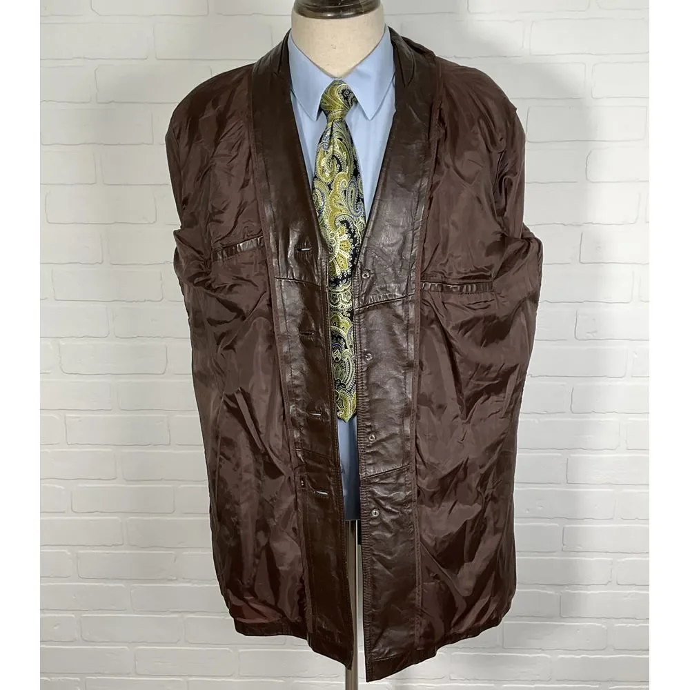 Unbranded Jacket Men 36 Brown Patina Leather Classic‎ Tailored 90s Vintage